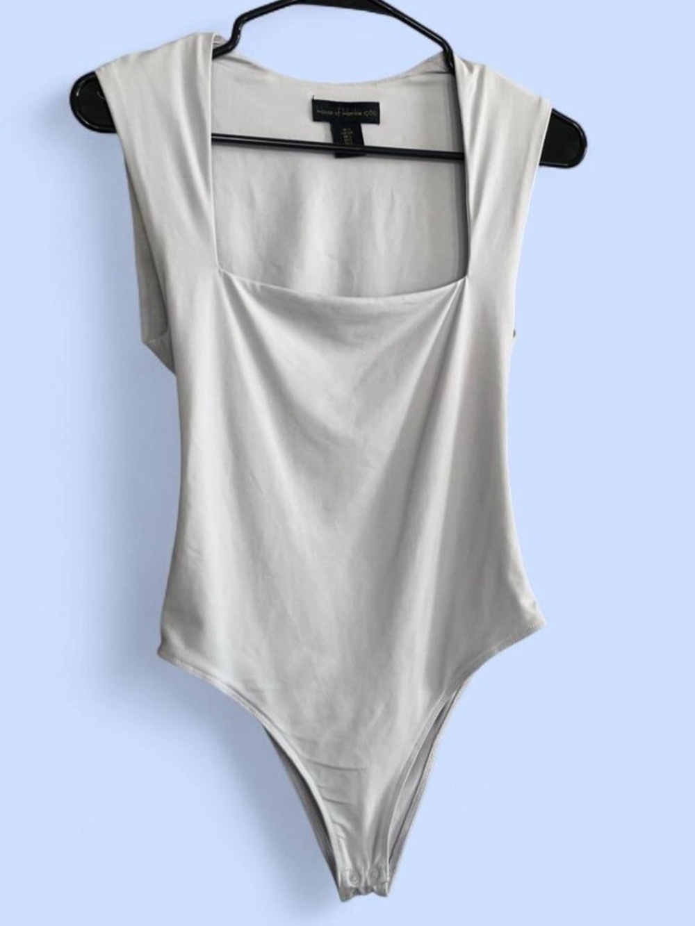 House of Harlow Sleeveless Square-Neck Bodysuit in Pearly Gray